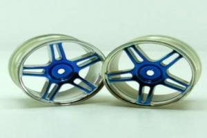 Chrome 5 spoke split spoke blue anodized wheels 2 pcs
