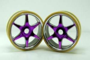 Chrome anodized purple 6 spoke wheels 2pcs 