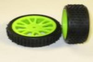 Green front wheels and tires 2pcs 
