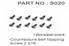 Countersunk self taping screw 2.6*8 12 pcs (S020)